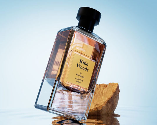 Kibo Wood Perfume is a luxury Extrait de Parfum blending Oud, Labdanum, Patchouli Cedar, Musk & Frankincense. A long-lasting fragrance. Ships free to the USA by RealRegal.