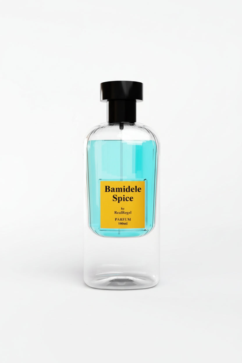 Bamidele Spice fragrance has vibrant Lime, Oud, Ylang-Ylang, Birch. Oakmoss & Saffron. It is an invite to experience warmth & comfort. Free USA shipping from RealRegal