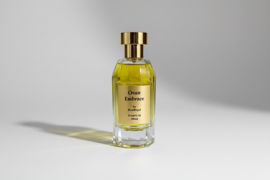 Osun Embrace luxury Extrait de Parfum bottle — vanilla, sandalwood and oud fragrance by RealRegal Perfumes USA